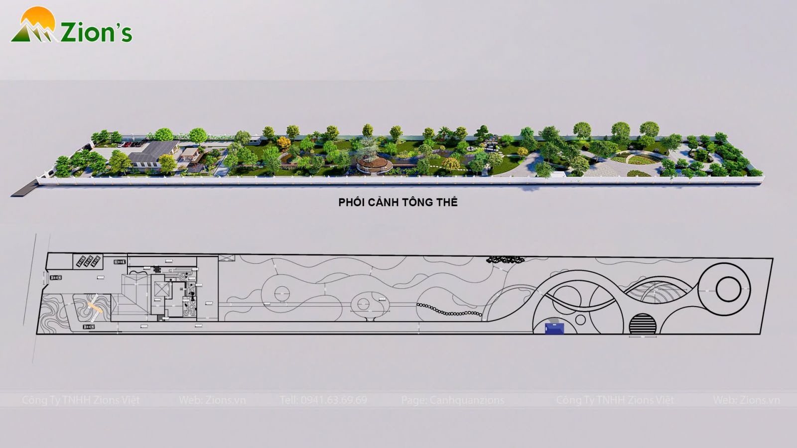 Tổng thể thiết kế cảnh quan nhà vườn 9000m2 - zions landscape